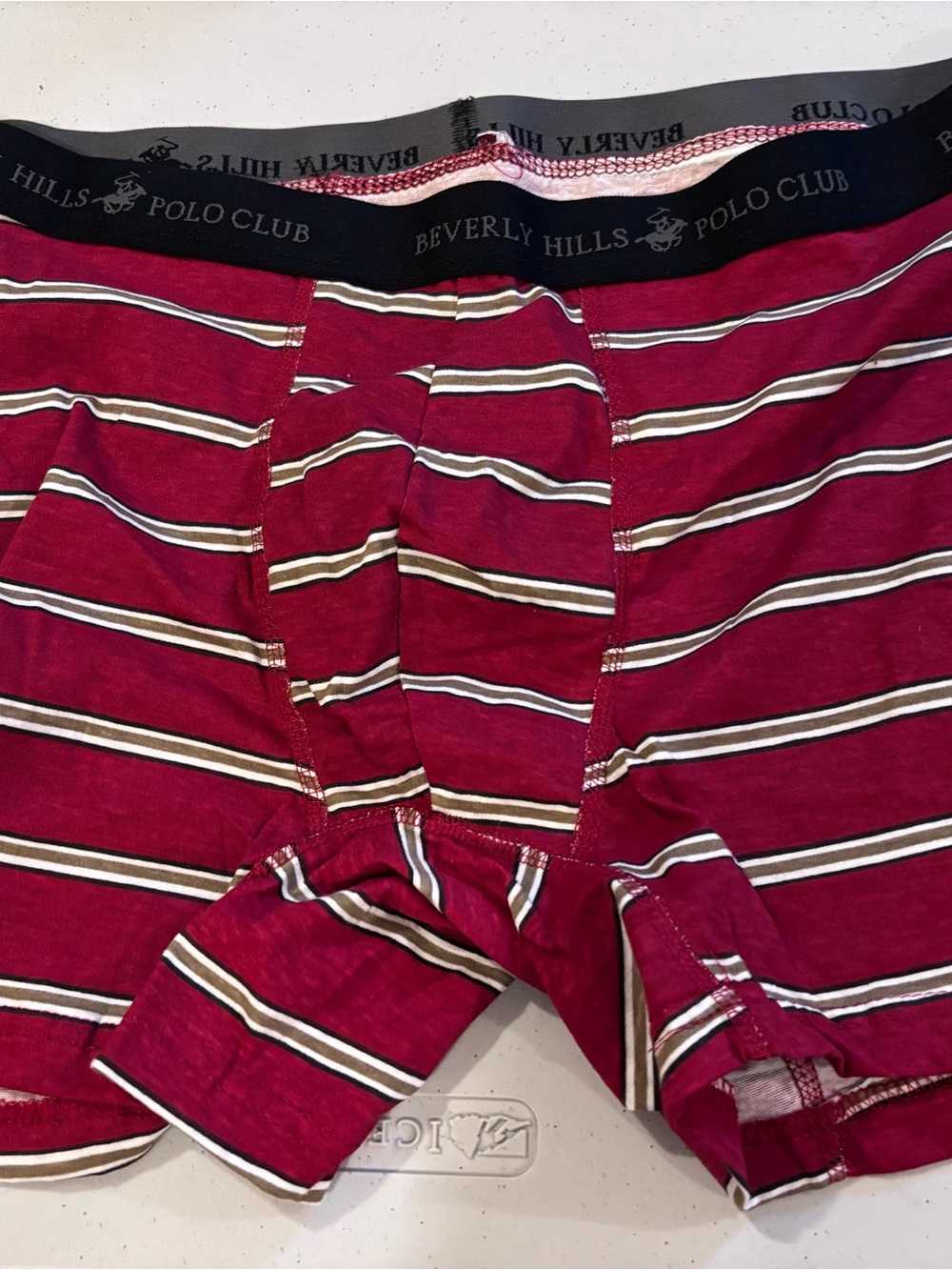 Beverly Hills Polo Club Burgundy Striped Boxer Briefs